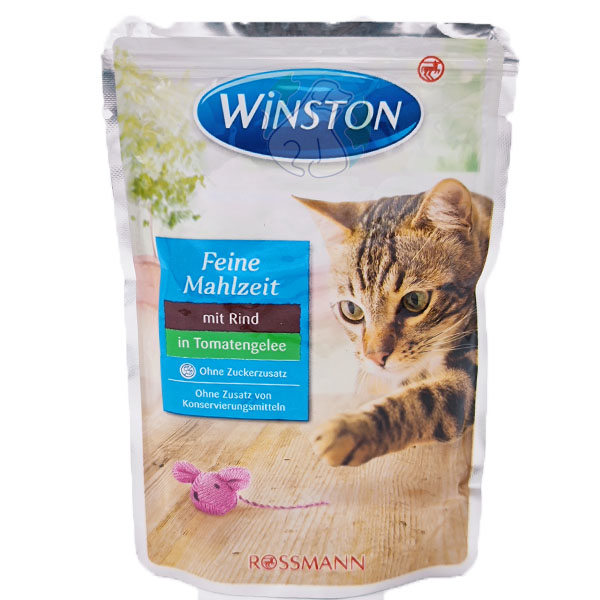 پوچ گربه بالغ گوشت گاو و گوجه ی ژله ای 100گرمی Winston
